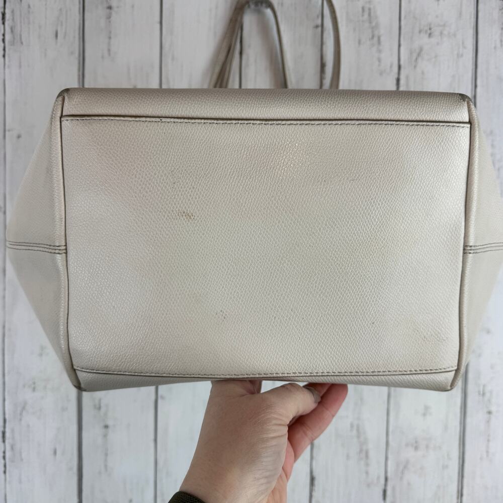 Coach Chalk Ivory Crossgrain Leather Street Zip Tote Shoulder Bag Top-Zip Purse - Picture 4 of 16